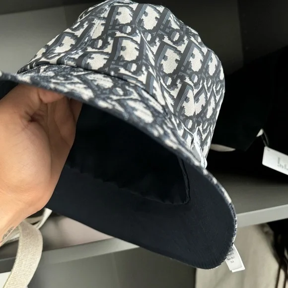Dior Navy and White Monogram Bucket Hat - Picture 3 of 3